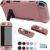 Dockable Case for Nintendo Switch – COMCOOL 3 in 1 Protective Cover Case for Nintendo Switch and Joy-Con Controller with Screen Protector and Thumb grips – Light Brown