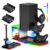 Upgrade Stand for Xbox Series X with Back Cooling Fan& RGB Lights, Charging Station with Controller Charger Dock &Game Storage Rack Organizer& Headset Stand with 2X1400 mAh Rechargeable Battery Pack