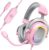 FIFINE PC Gaming Headset, USB Wired Headset with Microphone, 7.1 Surround Sound, in-Line Control, Computer RGB Over-Ear Headphones for PS4/PS5, for Streaming/Game Voice/Video-AmpliGame H6 (Pink)
