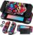 Xinocy for Nintendo Switch Case Cute Cartoon Anime Design Cases Kawaii Fun Funny Fashion Soft Slim Protective Shell Cover + 2 Thumb Caps for Kids Boys Teens Girls for Switch 2017 Black