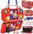 Xinocy for Nintendo Switch 9 in 1 Storage Accessories Kit with Travel Carrying Case+Switch Protective Cover+Game Case Holder+Strap+Sticker+2 Joycon Shells+2 Thumb Caps Cute for Boys Kids Girls -Red