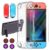 Dockable Case for Nintendo Switch with HD Screen Protector,Protective Case Hard Cover Accessories Clear JoyCon Controller with Tempered Glass for NS and 4pcs Thumb Grips Caps,Fit into The Dock Statio