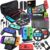 Deruitu Switch Accessories Bundle Compatible with Nintendo Switch, Kit with Carrying Case, Screen Protector, Compact Playstand, Game Case, Joystick Cap, Charging Dock,Steering Wheel, (18 in 1)